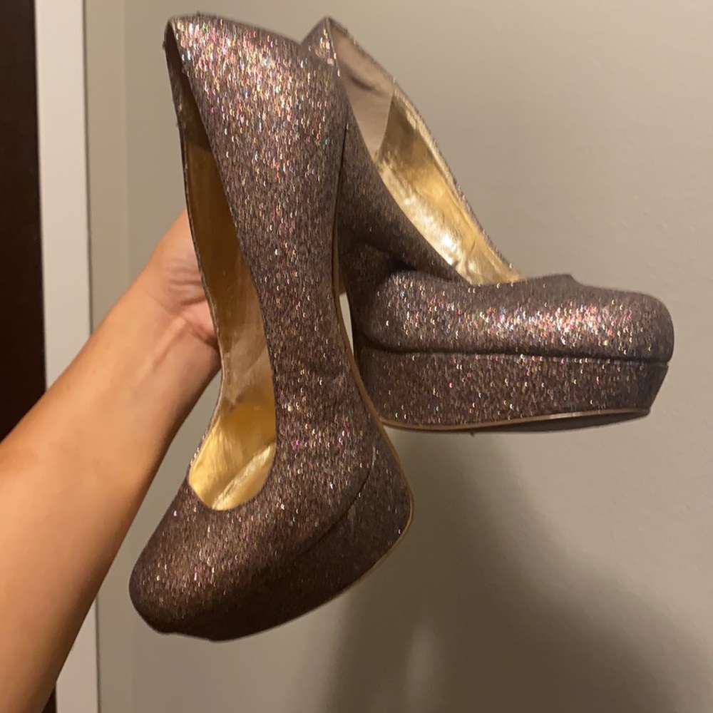 Bronze Glitter Heels - Picture 3 of 3